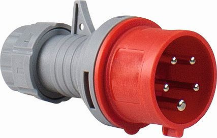 as-Schwabe CEE-Stecker 400V/32A, rot mit Schraubanschlüssen, 400V/32A/4polig/6h, 60572