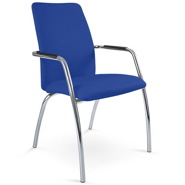 Deskin Besucherstuhl OSTRIA DV 4 - Rückenlehne hoch, 4-Fuß Gestell verchromt, Bezug Stoff AF blau, 359246
