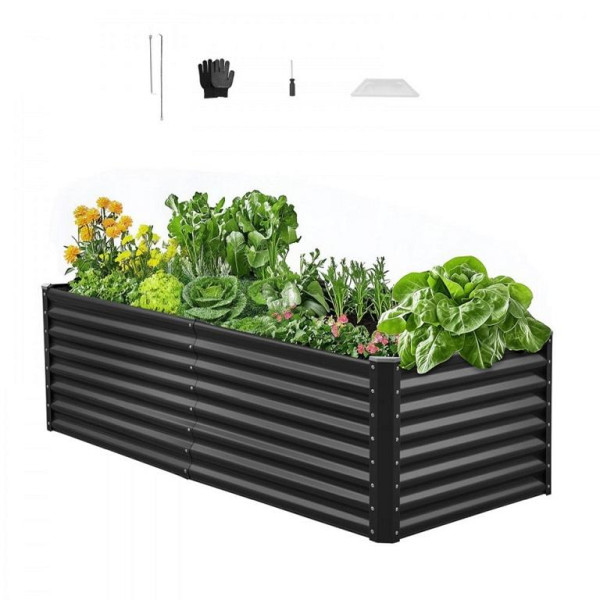 VEVOR Hochbeet Metall 1800x900x600 mm, Pflanzkasten mit offenem Boden & abgerundeten Kanten für Gemüse, Blumen & Kräuter, JSFXZZCZFXSLG0SR1002V0
