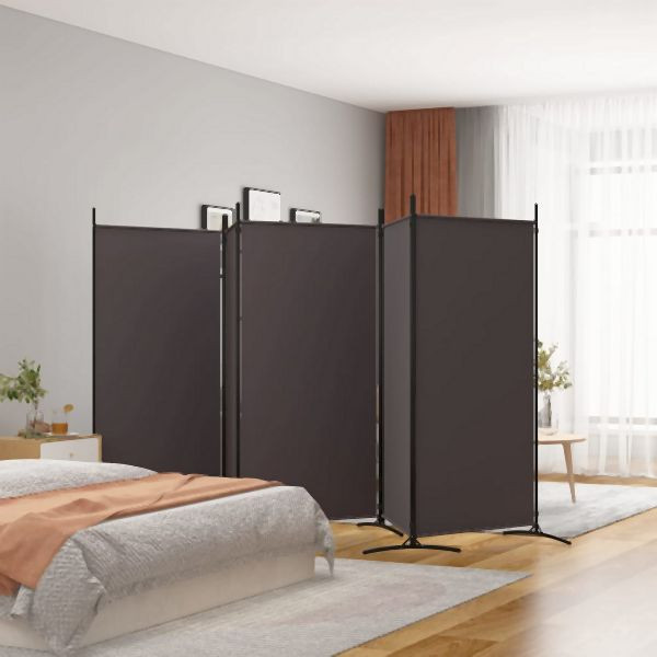 vidaXL 5-teilig Paravent Braun 433x180 cm Abmessung Stoff, 350267