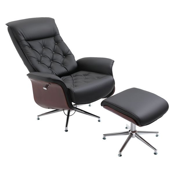 HOMCOM Relaxsessel mit Hocker Fernsehsessel, Schwarz 82 x 83 x 110 cm, 833-654