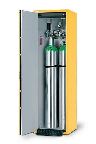 asecos Feuerbeständiger Gasflaschenschrank G30.6, 600 mm breit, Tür rechts, gelb, 3068600230687
