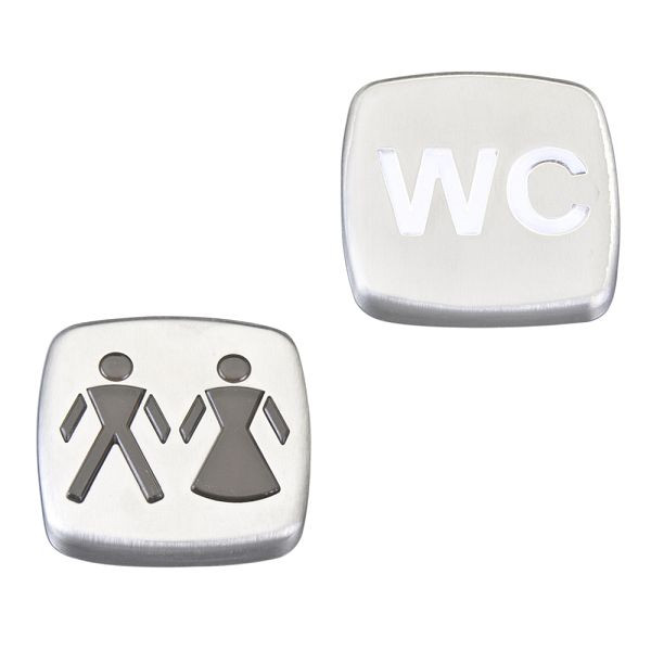 Metaltex Tür-/Infoschild "WC" Acryl, Inox, 5x5 cm, VE: 12 Stück, 294754080