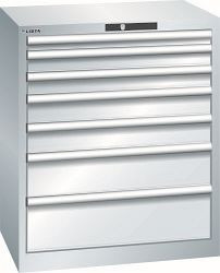 LISTA Schubladenschrank 36x27E (BxTxH) 717x572x850mm KEY Lock, Lichtgrau, 7 Schubladen, Fronthöhen: 50 - 200 mm, 78.568.020