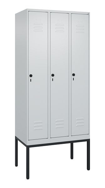 C+P Umkleidespind Classic PLUS, Gestell, 3 Abteile, 2120x900x500mm, 7035/7035, Drehriegel, 0800307-30 S10009