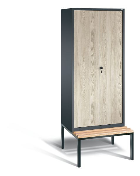 C+P Spind Evolo, 2 Abteile, H2090xB810xT815 mm, Anthrazit/MDF Esche, 48052-22 S10060