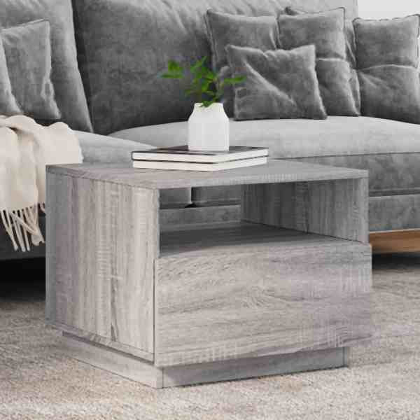vidaXL Couchtisch mit LED-Leuchten Grau Sonoma 50x49x40 cm, 839831