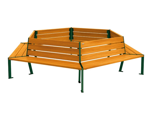 Procity Baum-Rundbank Silaos, Stahl Und Holz, Innendurchmesser 2000 mm, helle Eiche/RAL 6005, 209649.6005.CHEC