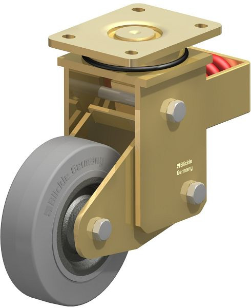 Blickle LSFN-SE 160K-SG Stahlgeschweißte Schwerlast-Lenkrolle mit Stahlfeder, Elastik-Vollgummi, Grau, 369207