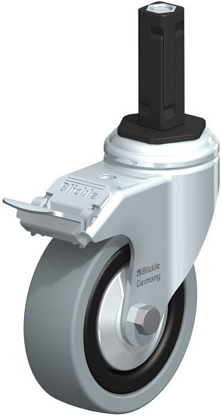 Blickle LKRA-VPA 101G-11-FI-FA-EV12 Apparate-Lenkrolle mit Expander & Feststeller, Vollgummi, Grau, 848179