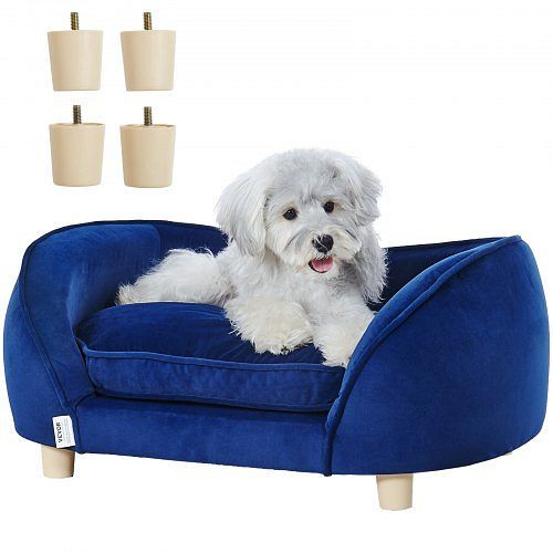 VEVOR Haustiersofa, Hundecouch für mittelgroße Hunde und Katzen, weich, samt, 37 kg belastbar, Hundebett, Haustierbett Dunkelblau, BYCWSFBYCXZHXC8IUV0