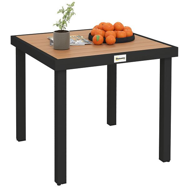 Outsunny Gartentisch für 4 Personen Esstisch Aluminiumtisch Gartenmöbel Loungemöbel pflegeleicht Kunststoff, Naturholz, 84B-918ND