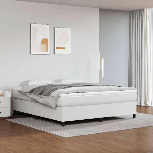 vidaXL Boxspringbett mit Matratze Weiß 180x200 cm Kunstleder, 3144621