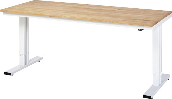 RAU Werktisch Serie adlatus 300 (elektrisch höhenverstellbar), Buche-Massiv-Platte, 2000x720-1120x800 mm, 08-WT-200-080-B