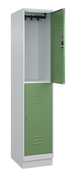 C+P Doppelstock-Spind Classic PLUS, Sockel, 1 Abteil, 1950x400x500mm, 7035/6011, 080320-12 S10021