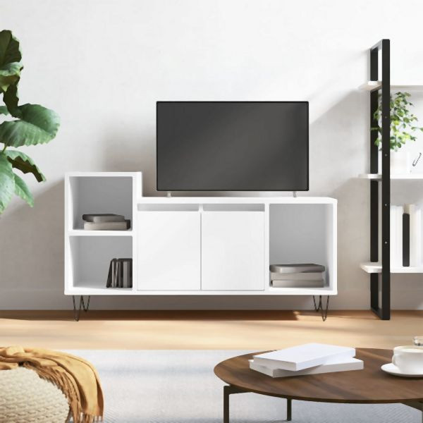vidaXL TV-Schrank Hochglanz-Weiß 100x35x55 cm Holzwerkstoff, 831318