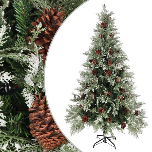 vidaXL Weihnachtsbaum mit Zapfen Grün und Weiß 195 cm PVC & PE, 340535