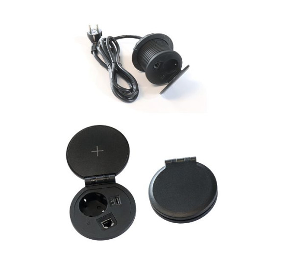 Hammerbacher QI / Multifunktionssteckdose ELQI21, mit Bohrung, VELQI21/D