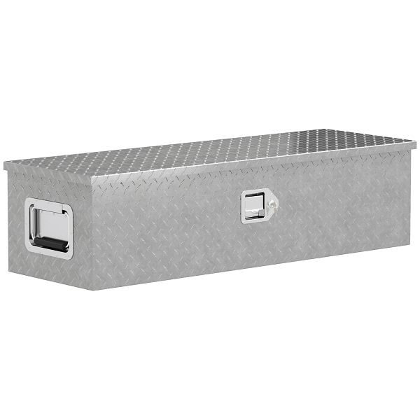 HOMCOM Stabile Aufbewahrungskiste aus Aluminium mit Seitengriffen, Schloss und Schlüsseln, Werkzeugkasten, 99 x 33 x 25,5 cm, C01-010V00SR