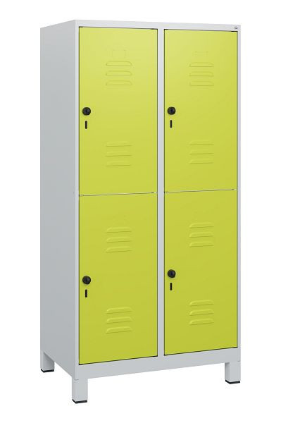 C+P Doppelstöckiger Spind Classic PLUS, Füße, 2 Abteile, 1630x800x500mm, 7035/0024, Drehriegel, 0803105-22 S10010