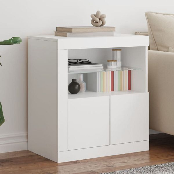 vidaXL Sideboard mit LED-Beleuchtung Weiß 60,5x37x67 cm, 836616