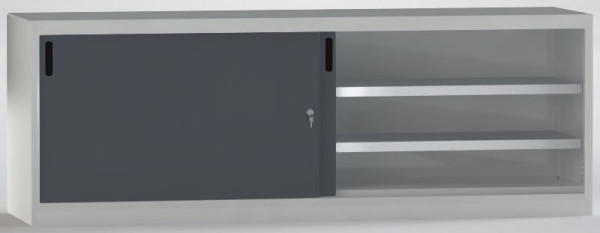 KLW Schiebetürenschrank 700x2000x525mm (HxBxT), Mitteltrennwand, links/rechts je 2 verstellbare verzinkte Fachböden, 7SN-UL0700TB-0720MRB