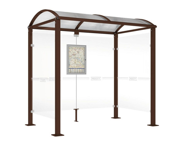 Procity Wartehalle Vierkantrohr - 2 Seitenverkleidungen, Farbe RAL 8017, Maße: Breite 2500 x Höhe 2560 x Tiefe 1600 mm, 529318.8017