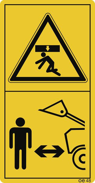 Moedel Nicht im Arbeitsbereich der Frontladerschwinge..., Folie, 60x116 mm, VE: 2 Stück/Bogen, 69813