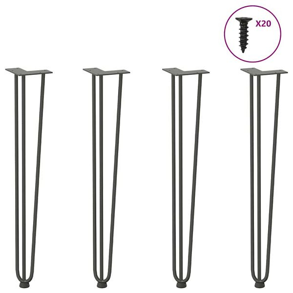 vidaXL Haarnadelbeine 4 Stk. Anthrazit 72 cm Massivstahl, 4012446