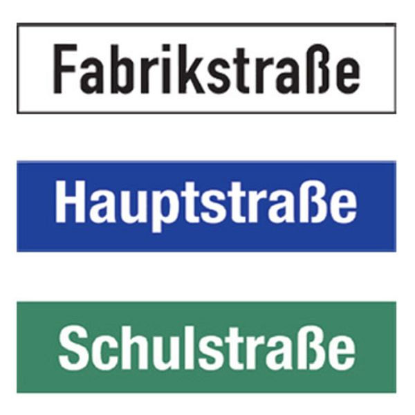 Stein HGS Straßennamenschild, doppelseitig bis 30 Buchstaben, Grund: weiß/Schrift: schwarz, Höhe: 200 mm, 0200d030ws01