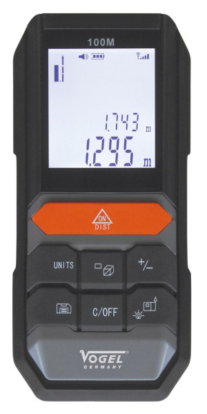 Vogel Germany Laser-Entfernungsmesser, Messbereich: 0,05 - 100 m, Ablesung: 0,001 m, max. Fehlertoleranz: 5 mm, 140134