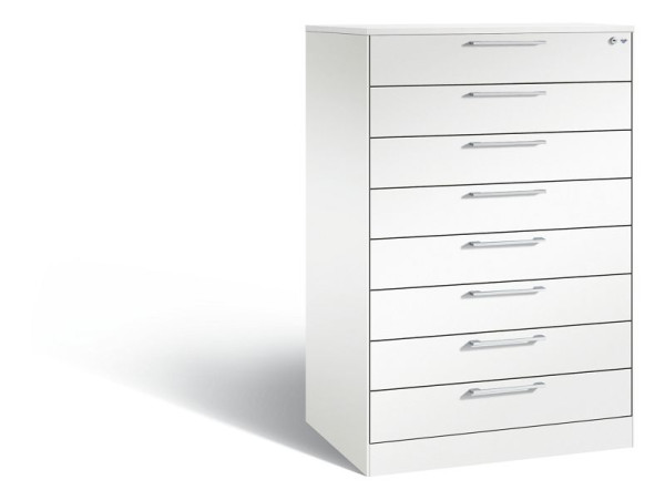 C+P Schubladenschrank Asisto, H1310xB800xT600mm, Farbe: Verkehrsweiß, Bügelgriff, 146223-800 S10035