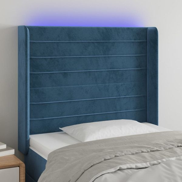 vidaXL LED Kopfteil Dunkelblau 83x16x118/128 cm Samt, 3124222