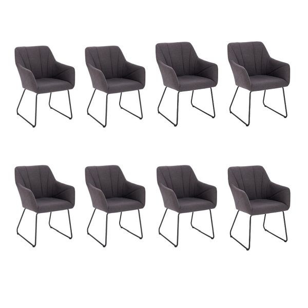 HOME DELUXE Armlehnenstuhl 8er Set PAKU – Webstoff Anthrazit, 50883