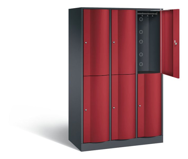 C+P Spind doppelstöckig Resisto, H1950xB1148xT540mm, Farbe: Schwarzgrau / Rubinrot, 8270-372 S10022