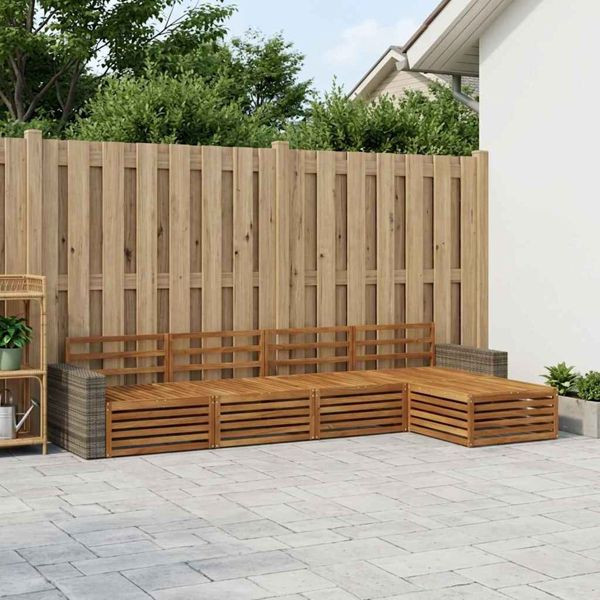 vidaXL Outdoor-Sofagarnitur 5-teilig Natur Massivholz Akazie, 3383247