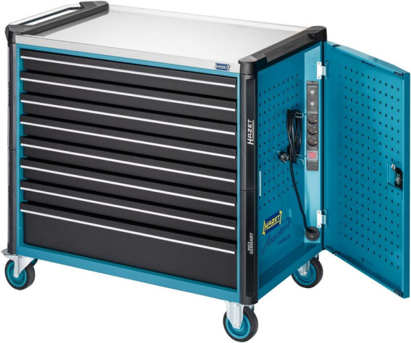 Hazet Werkstattwagen Assistent, Schubladen, flach: 7 x 81 x 870 x 522 mm, Schubladen, hoch: 1 x 166 x 870 x 522 mm, Anzahl Werkzeuge: 3, 179NXXL-8D/3