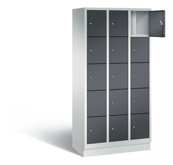 C+P Schließfachschrank Evolo, H1800xB900xT500mm, Farbe: Lichtgrau / Schwarzgrau, 48020-305 S10005