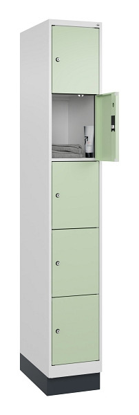 C+P Schließfachschrank Evolo PLUS, mit Sockel, 5 Fächer, 1950x300x500mm, 9016/60, 049020-105 S10019