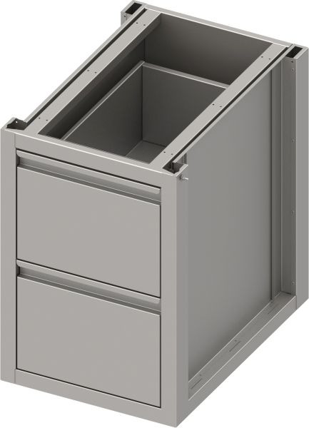 Stalgast Edelstahl Unterschrank Boxversion 2.0 mit zwei Schubladen, Sockelbau 450x540x660 mm, BX45554F