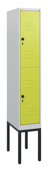 C+P Doppelstöckiger Spind Classic PLUS, Gestell, 1950x300x500mm, 7035/0024, Drehriegel, 0803305-10 S10010