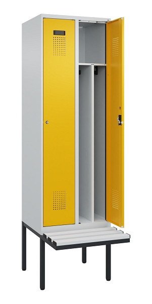 C+P Spind Evolo PLUS, 2 Abteile, 2120x600x815mm, 7035/1004, Zylinderschloss, Material Sitzfläche Kunststoff, 0490407-20F S10081