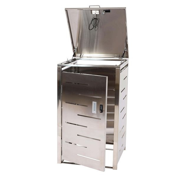 Mendler 1er-Mülltonnenverkleidung HWC-E83, Mülltonnenbox Mülltonnenabdeckung, erweiterbar 103x60x62cm, Edelstahl 23kg, 99149