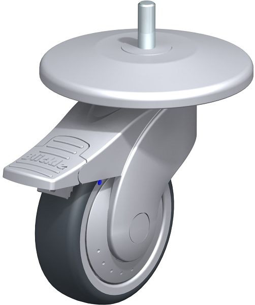 Blickle LWGX-TPA 101XK-11-FI-FK-AMGX125 Kunststoff-Lenkrolle WAVE, rostfrei, mit Abweisrad & Feststeller, Thermoplastisches Gummi-Elastomer, Grau, 849684
