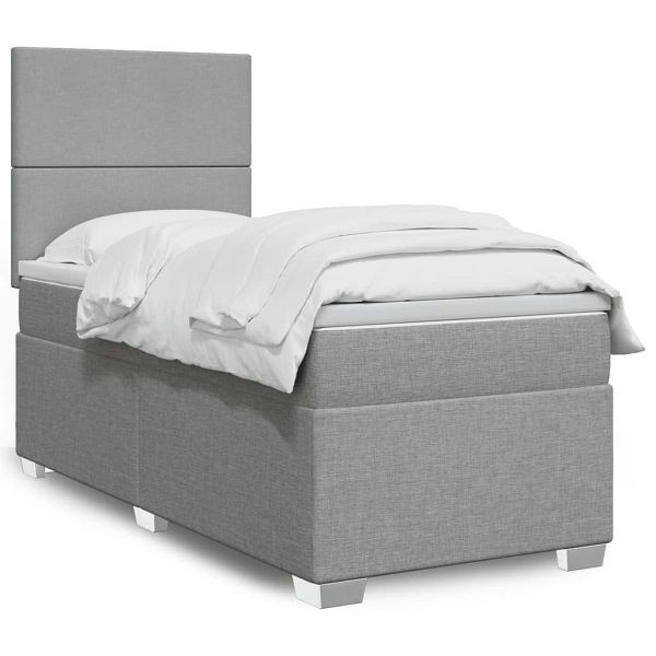 vidaXL Boxspringbett mit Matratze Hellgrau 80x200 cm Stoff, 3292608