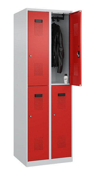 C+P Doppelstöckiger Spind Evolo PLUS, 4 Fächer, 1850x600x500mm, 7035/3020, Zylinderschloss, 049300-20 S10032