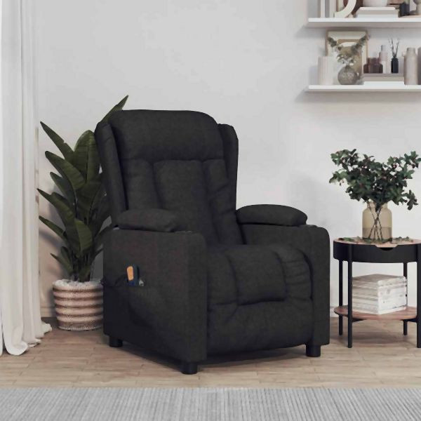 vidaXL Massagesessel Elektrisch Schwarz Stoff, Zurücklehnen, 3098791