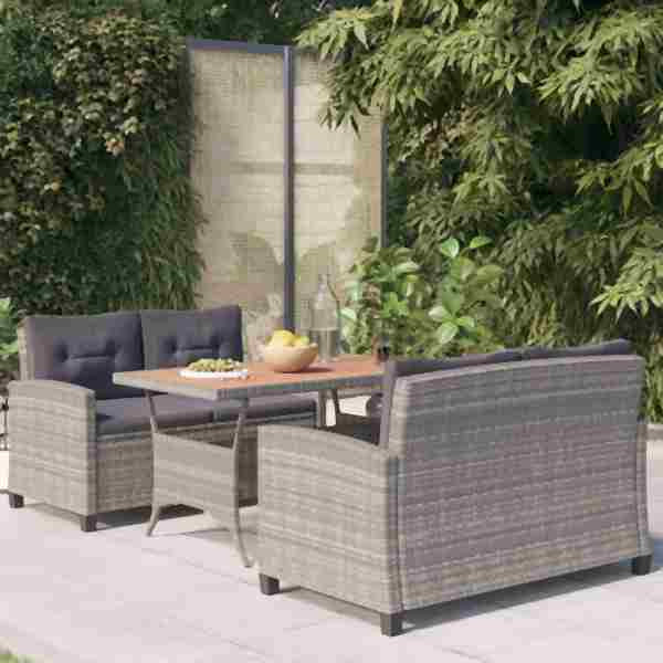 vidaXL 3-tlg. Garten-Essgruppe Poly Rattan & Massivholz Akazie, 3095250