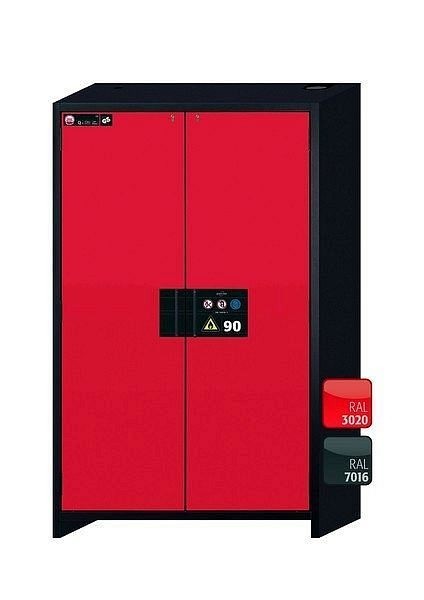 asecos Sicherheitsschrank Q-CLASSIC-90, Q90.195.120.MM in verkehrsrot RAL 3020 mit 2x Fachboden (Stahlblech), 34192-046-34208
