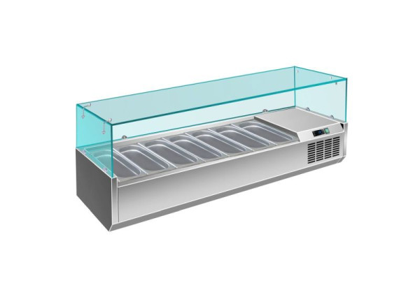 A&S Polarny Pizzakühlaufsatz mit Glasaufsatz 7x 1/3 GN, 1600x335x460 mm, PAK1600/380